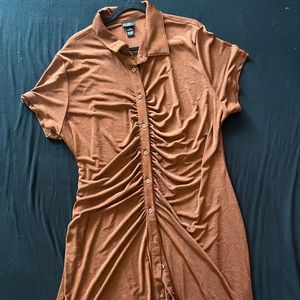 plus size ruched button down dress